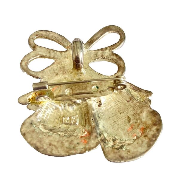 Vintage Christmas Bells Necklace Brooch Pin Pendant 24" Silver Plated Estate MJ - Picture 5 of 11